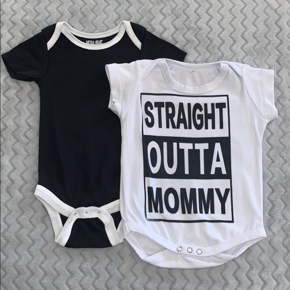 Baby Set of Two Onsies Size 6-9 Months Black White
